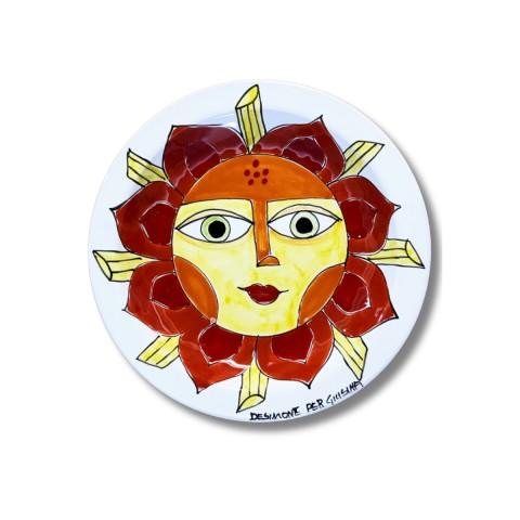 Sicilian handmade flat plate Plate De Simone per Giusina Sun of Pasta Sicilian handmade flat plate Plate De Simone per Giusina Sun of Pasta